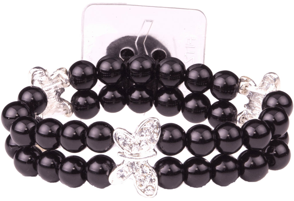 Dancing Butterflies Flower Bracelet - Black