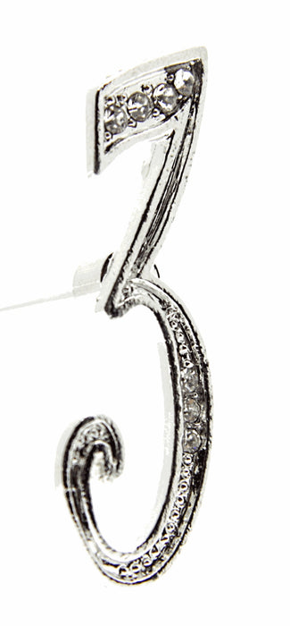 Monogram Numbers 3 - Silver (15cm pin)