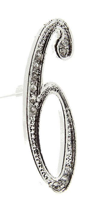 Monogram Numbers 6 - Silver (15cm pin)