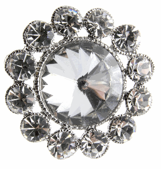 Centre of Attention Brooch Pin - Silver (3cm Diameter, 15cm Pin)