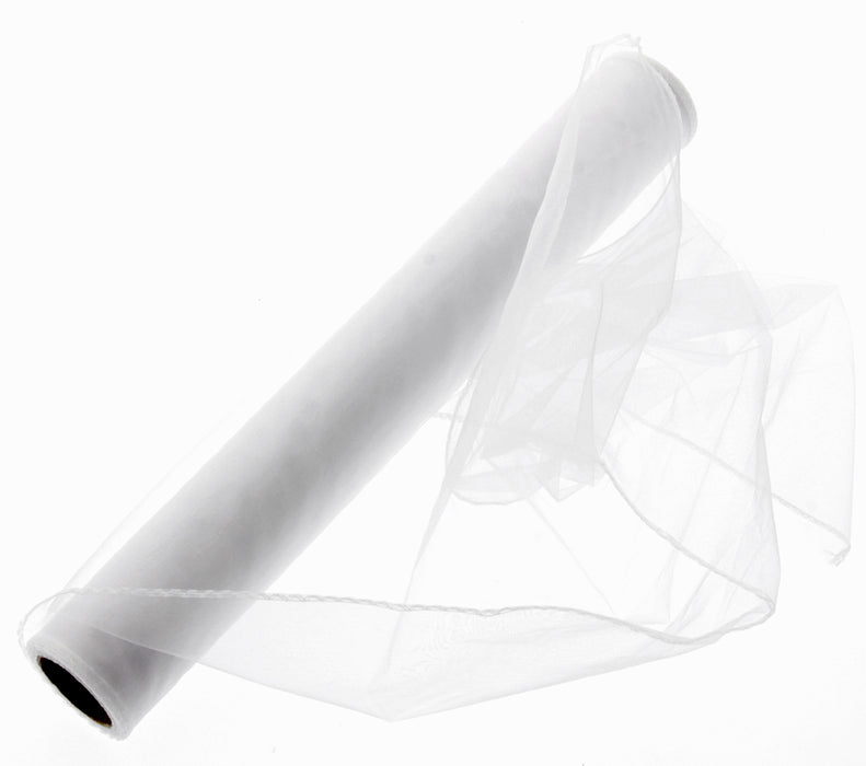 Sewn Edge Organza - White (40cm x 9m)