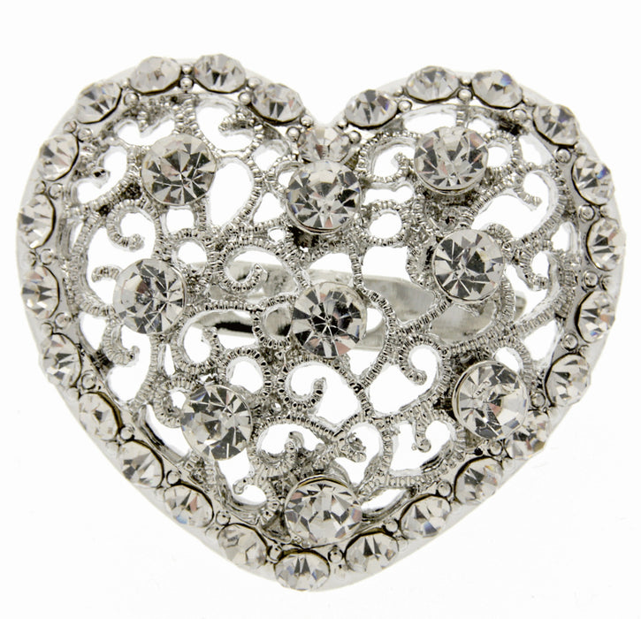 Heart Brooch Pin- Silver (4cm Diameter on 15cm Pin)