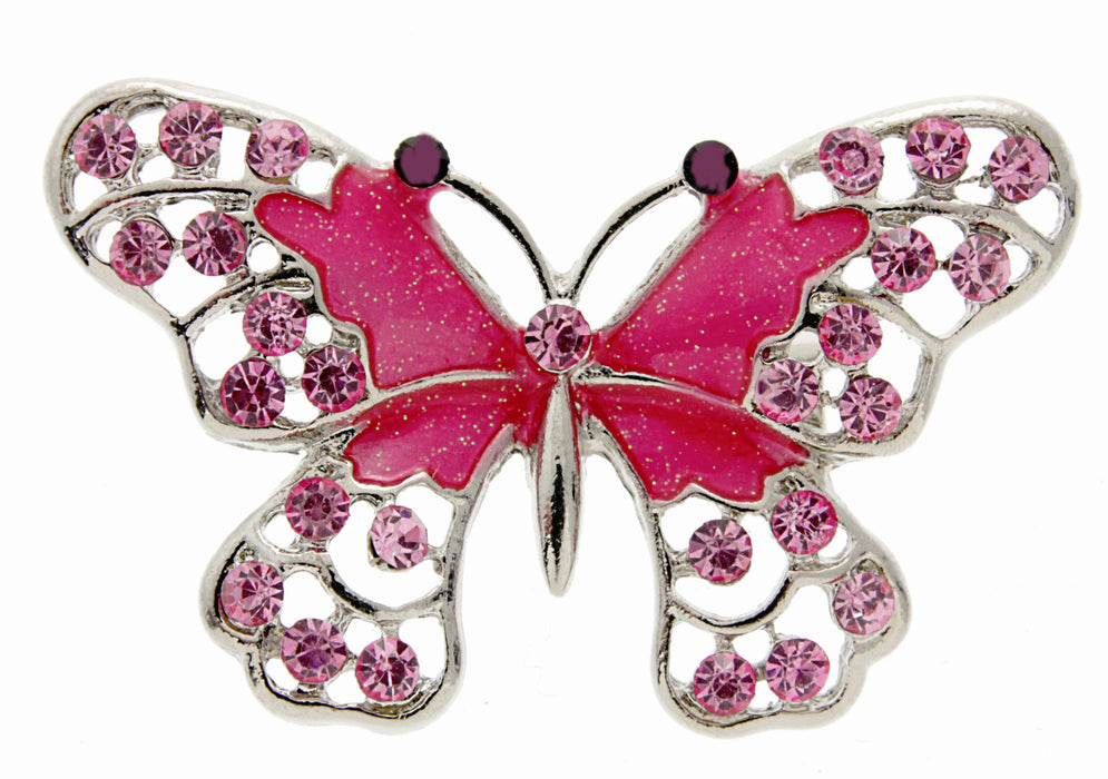 Butterfly Brooch Pin- Hot Pink (4cm Diameter)