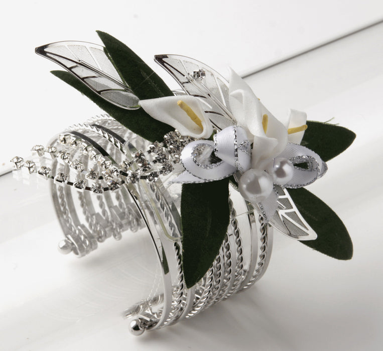 Zoey Corsage Cuff - Silver (4cm Height)