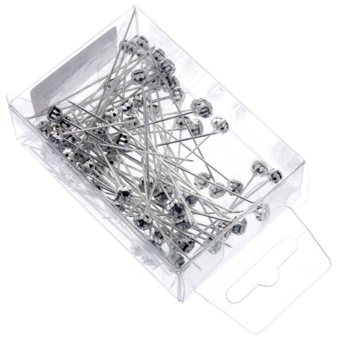 5mm Diamante Corsage Pins - Silver (4cm pin, 36pcs per pk)