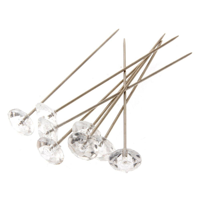 8mm Acrylic Diamond Pins - Clear (5cm Pin, 100pcs per pk)