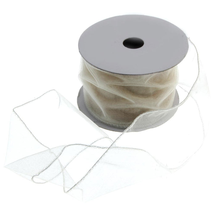 40mm Wired Edge Organza Ribbon - Cream (40mm x 20m)