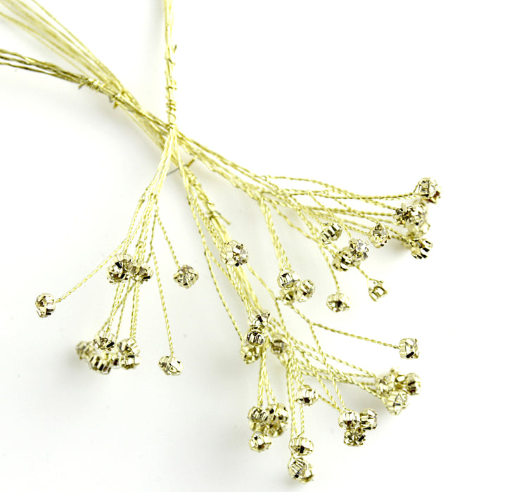 4mm Diamante Branch - Gold  (3bunches x 6 stems per bag)