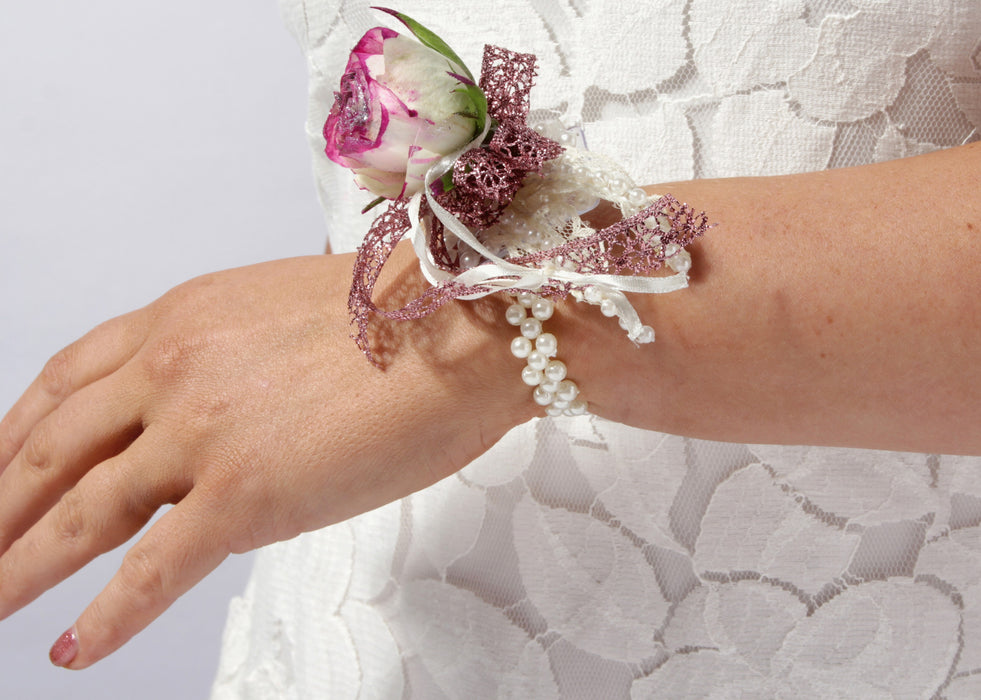 Little Lady Kids Corsage Bracelet - Cream (2pcs per pk)