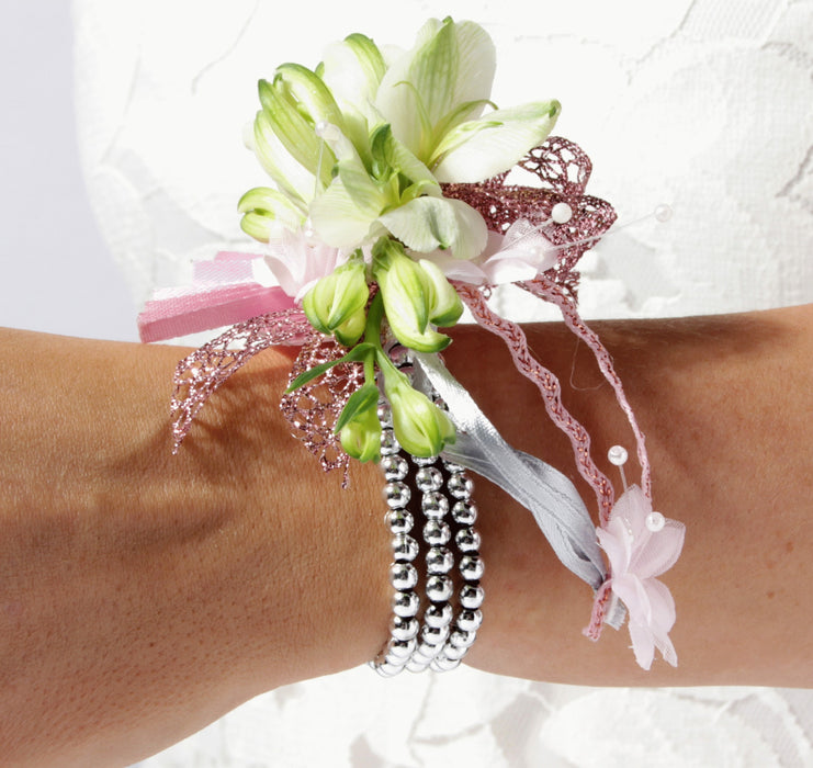 Delicate Corsage Bracelet - Silver (6cm Diameter)