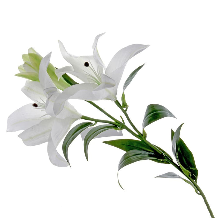 Real Touch Tiger Lily - White (3 heads, 90cm long)