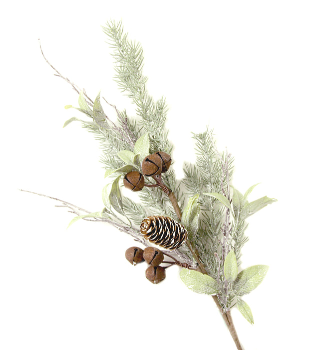 Fern and Sleigh Bell Spray - Natural (67cm long)