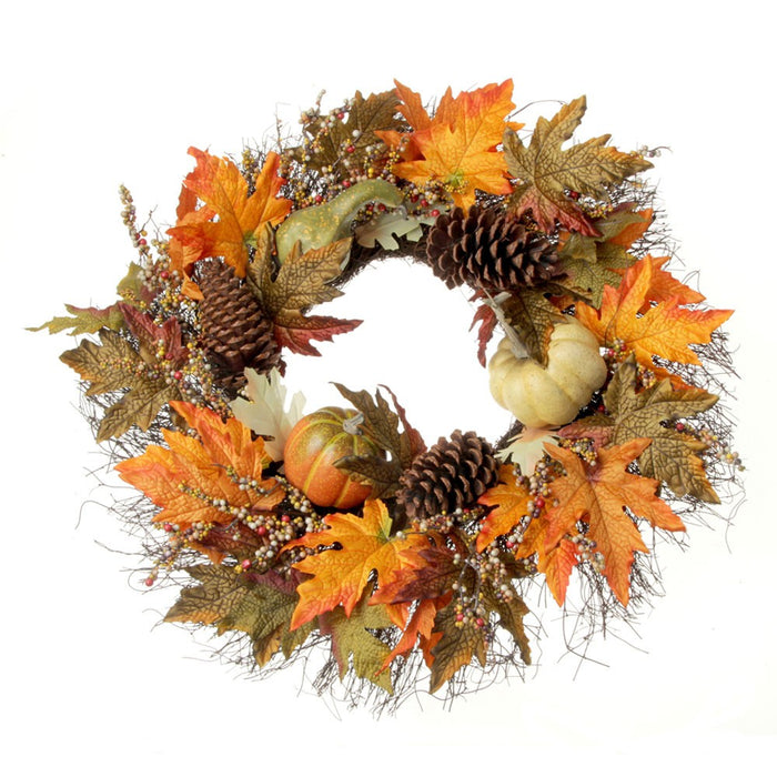 Pumpkin Wreath - Orange, Green and Brown (60cm Diameter)