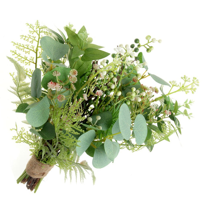 Mixed Foliage Bouquet with Eucalyptus and Gypsophilia - Green (36cm long)