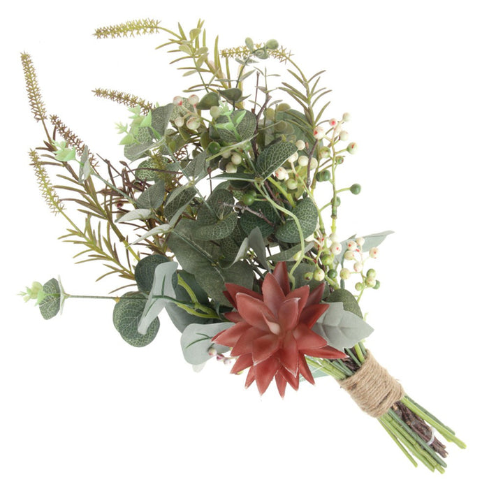 Mixed Foliage Bouquet with Eucalyptus and Succulents - Green (47cm long)