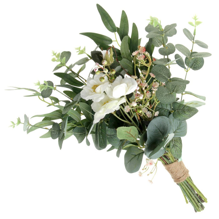 Mixed Foliage Bouquet with Eucalyptus and Gypsophilia - Green (36cm long)