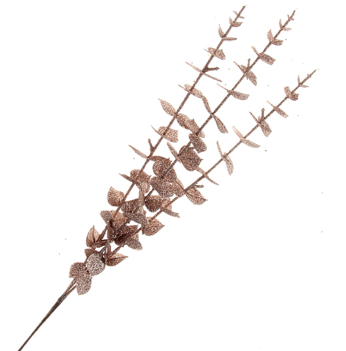 Glittered Spiral Eucalyptus Spray - Rose Gold (55cm long)