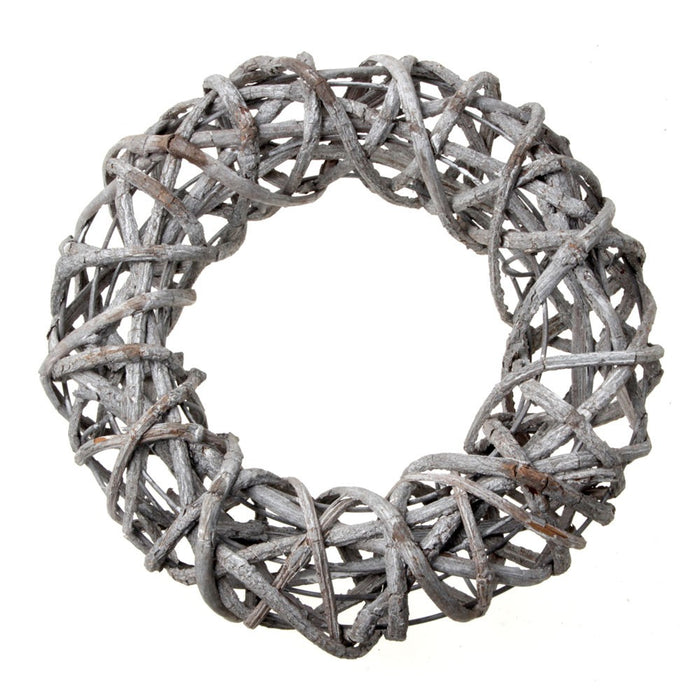 30cm Rattan Wreath - Grey (30cm diameter)