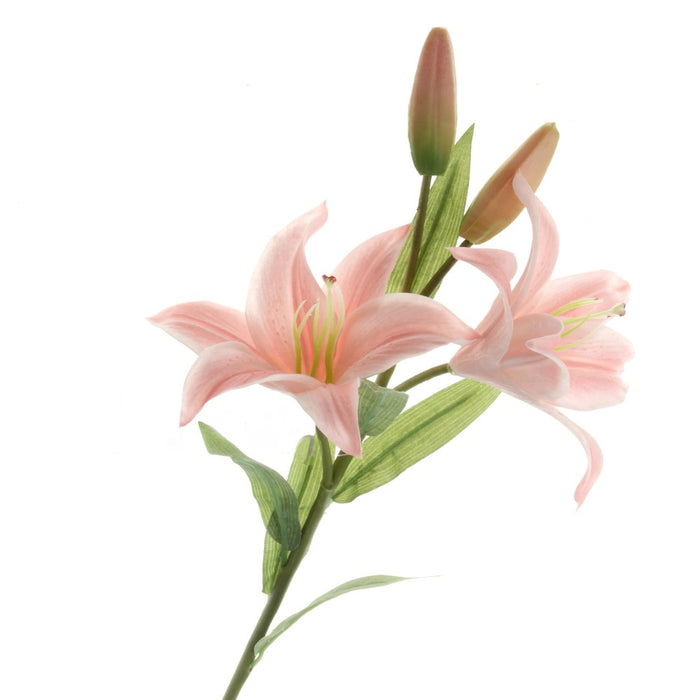 Real Touch Lily Spray - Pink (2 heads & 2 buds, 65cm long)