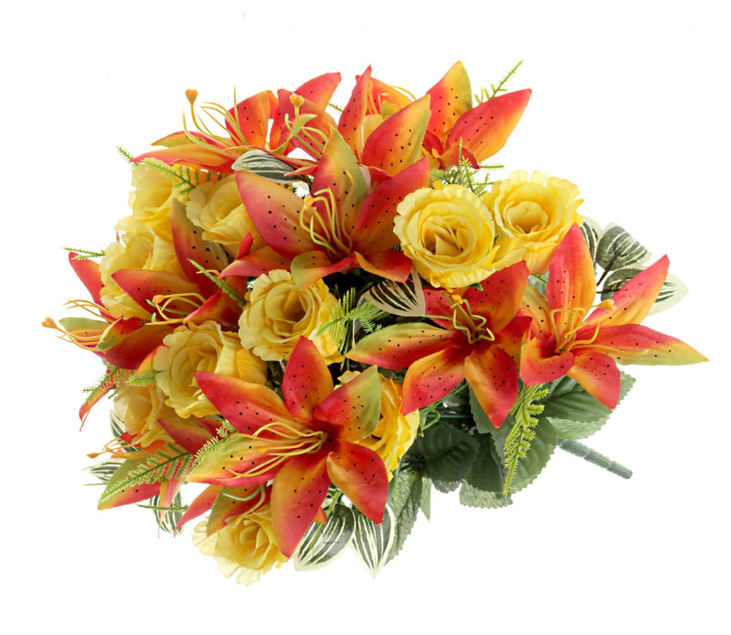 Rose & Lily Bouquet Yellow/Orange Mix (24 heads)