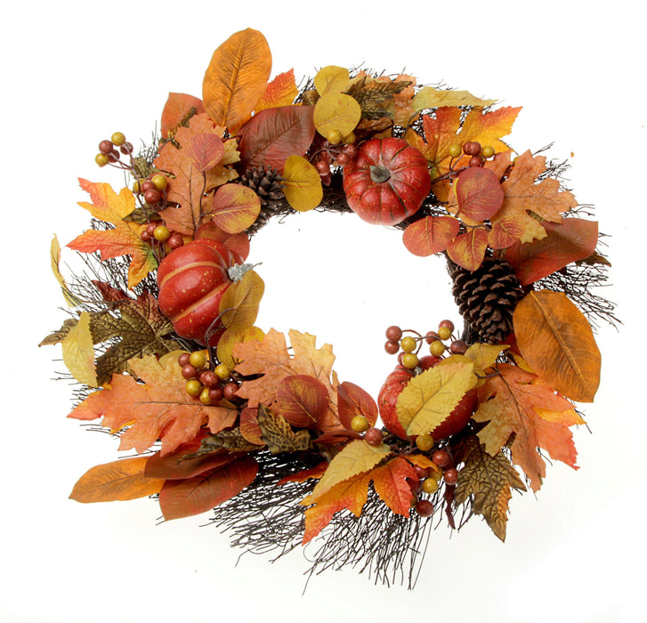 Pumpkin & Berry Wreath - Orange and Brown (60cm diameter)