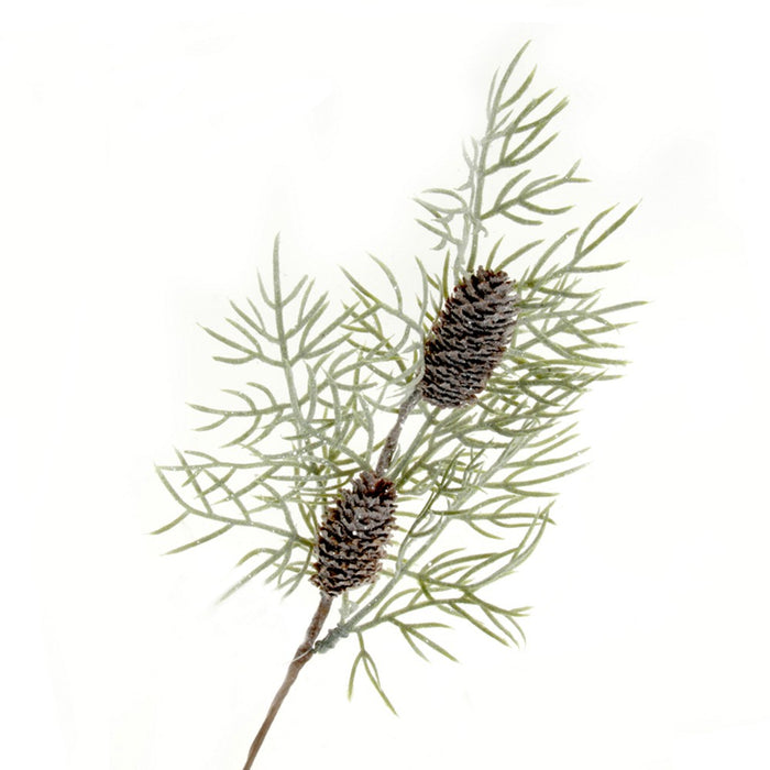 Glittered Cypress Spray with Pinecones - Green & Brown (32cm long)