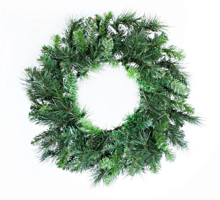 Deluxe Evergreen Mountain Wreath - Green (75cm diameter)