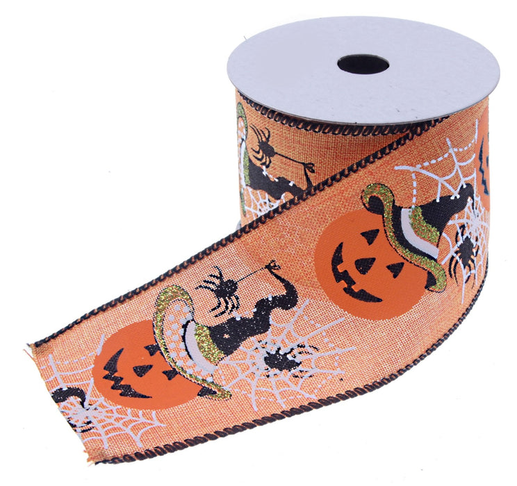 Halloween Pumpkin Ribbon - Orange/Black/White (60mm x 10m)