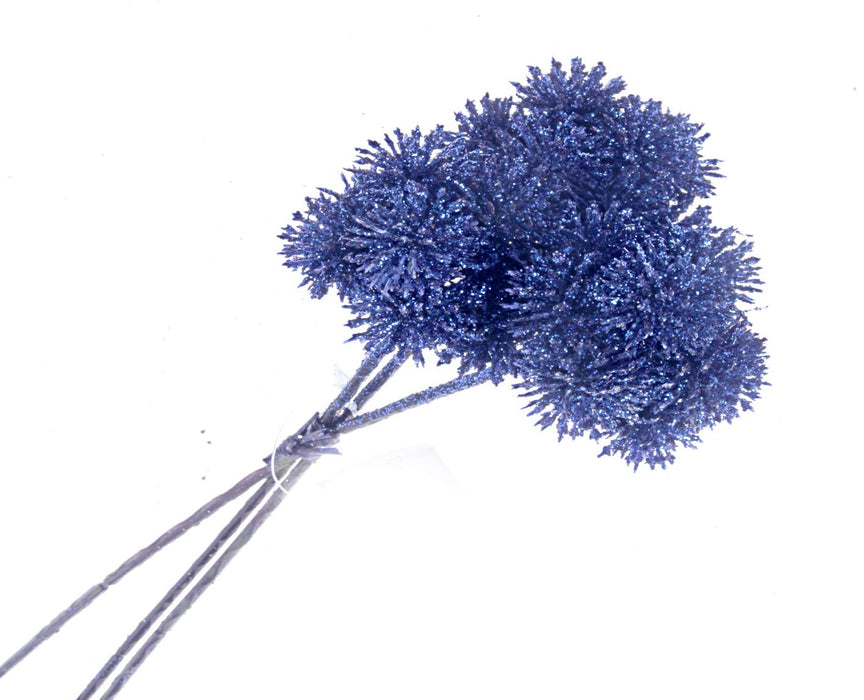 Glittered Echinops Bundle - Blue (3 stems, 26cm long)