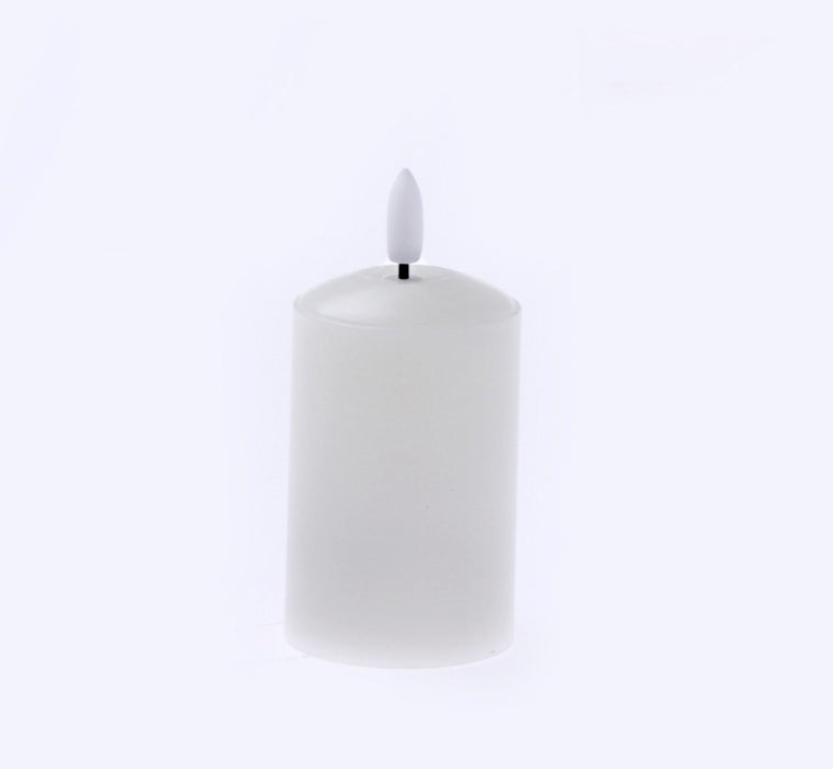 LED Wax Candle with 3D Flame - Ivory (5cm diameter x 10cm height)