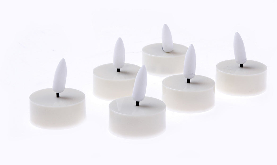 Set of 6 LED Tealights - White (3.8cm Diameter x 4.5cm height)