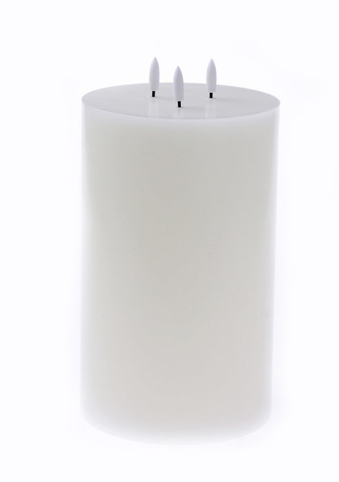 LED Wax Candle with 3D Flame - Ivory (3 wicks, 15cm diameter x 25cm height)