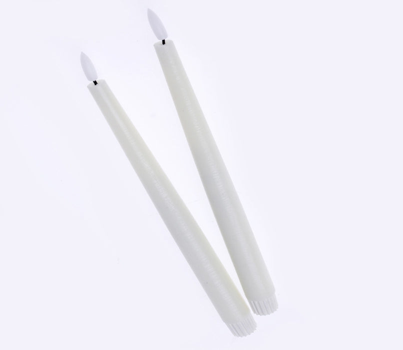 LED Wax Taper Candles with 3D Flame - Ivory (2 pcs per pk| 2cm diameter x 30cm height)