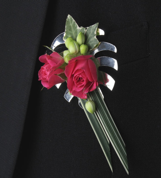 Monstera Boutonniere - Silver (7cm long, 2 pcs per pk)