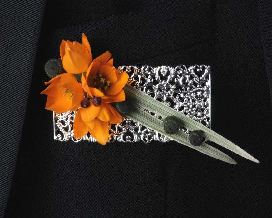 Florentine Boutonniere - Silver